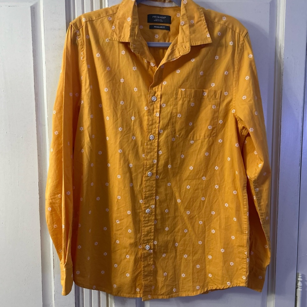 Primark Yellow Floral Casual Button Down Shirt